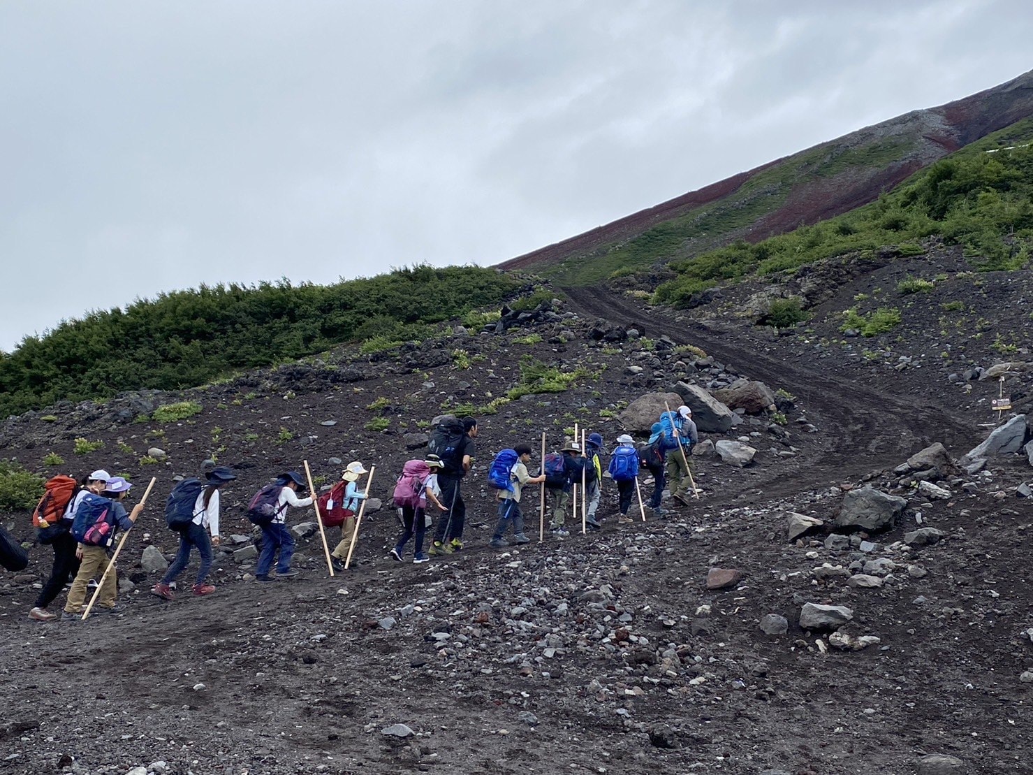 登富士山的日本小學生